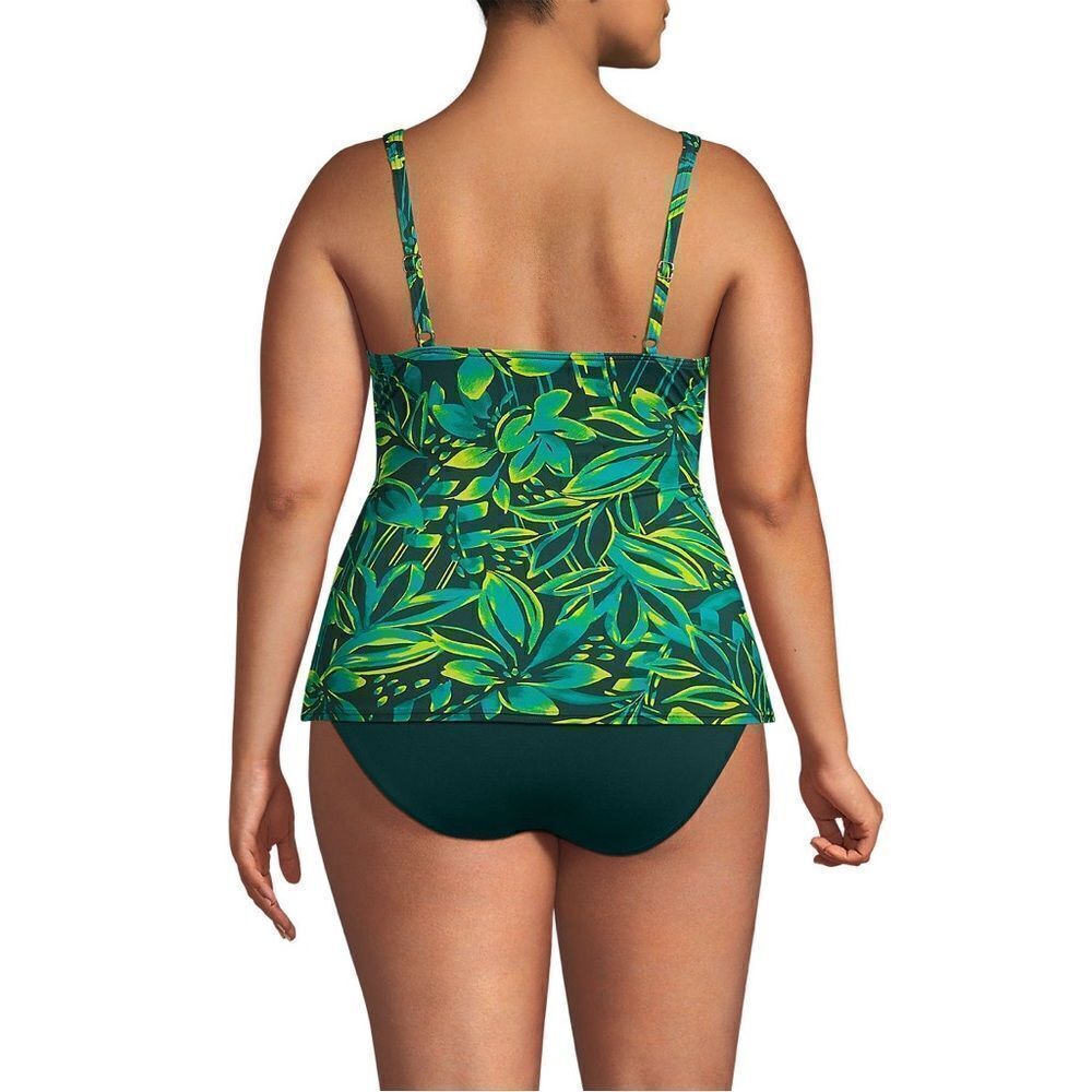 Land’s End Plus Vneck wrap underwire Tankini Top Deep Balsam green palm Various - Picture 4 of 5